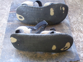 Soles, showing the wear