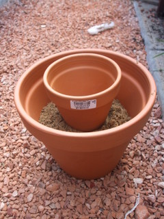 The small pot sitting on propagating mix in the big one!