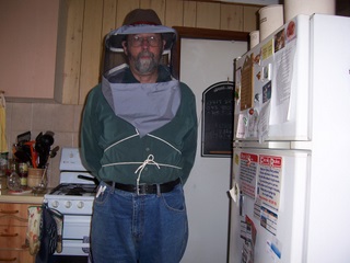 The bee veil in use