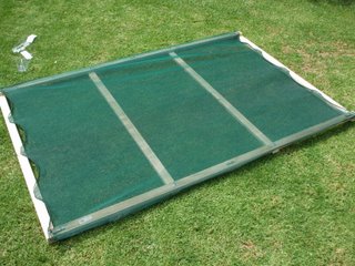 Frame bolted together and shade cloth attached