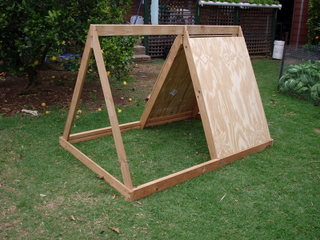 Frame completed and plywood in place
